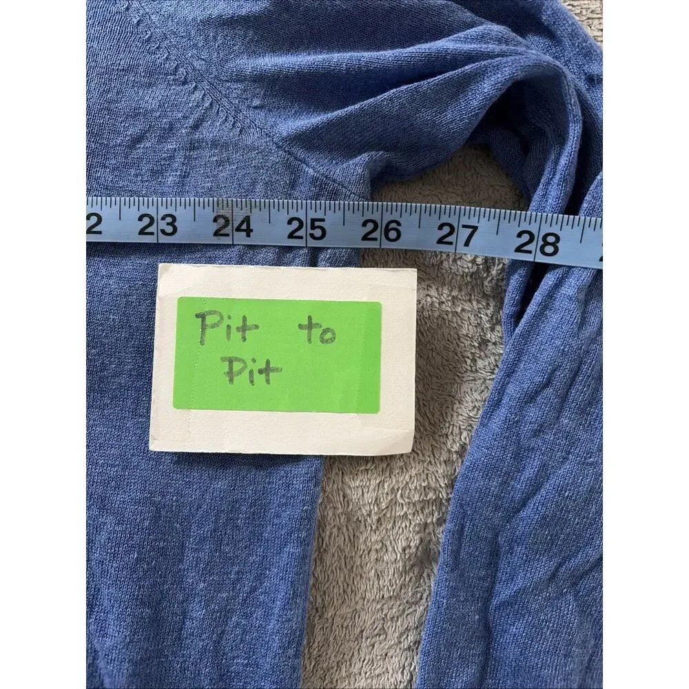Banana Republic Mens Blue V-Neck Sweater XL Silk Linen Knit Preppy Quiet Luxury